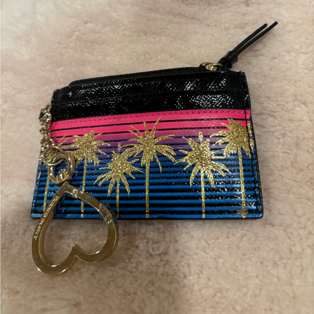 Colorful Palm Tree Card Holder with Heart Keychain